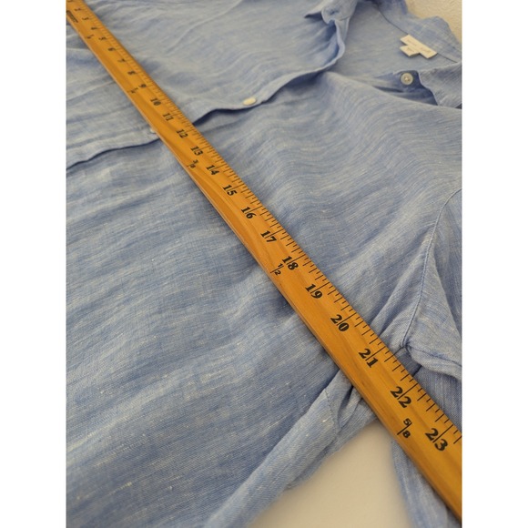 J. Jill Love Linen Tunic Shirt Womens XL Blue Button Down Long Sleeve Slit Hem - Picture 6 of 8